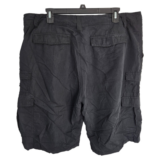 Plugg Black Mid Rise Flat Front Utility Hiking Outdoor Men's Cargo Shorts 38 - Picture 2 of 6